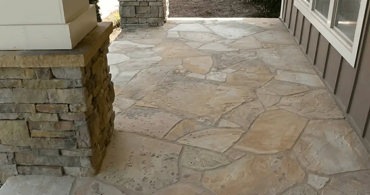 House entrance with professionally installed stone flooring in Providence RI
